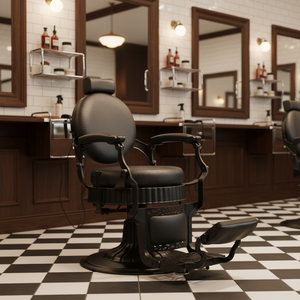 Fauteuil de salon moderne en aluminium avec siège en cuir, inclinable, réglable en hauteur, rotation à 360°, durable - Product Image 1