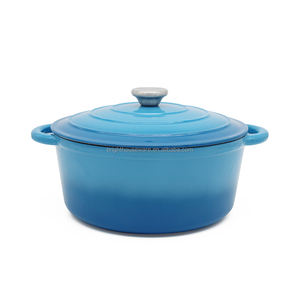 Helder Huishoudelijke Artikelen Nieuw Blauw Hot Selling Gietijzeren Nederlandse Oven Antiaanbakoven Kookpot Gradiënt Blauw Email Gietijzeren Braadpan - Product Image 2