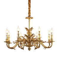 Luminaire Rococo européen Lustre de salon vintage classique Lampe royale de luxe Suspension de chambre en laiton antique