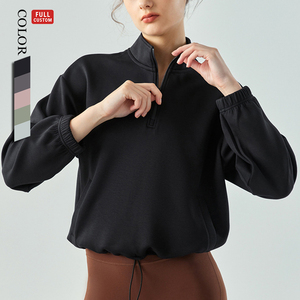 Custom Winter Puff Sports <strong>Half</strong> Zip Women Pullover Activewear <strong>Jacket</strong> Hoodie - Product Image 1