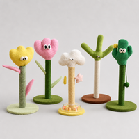 Ensemble de 5 griffoirs pour chats en forme de dessin animé avec de jolies têtes en peluche en forme de fleur, nuage et cactus, et corde en sisal pour chats