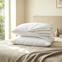Oreiller de luxe 5 couches en duvet d'oie/canard avec housse en coton, soutien cervical réglable, vente en gros OEM ODM