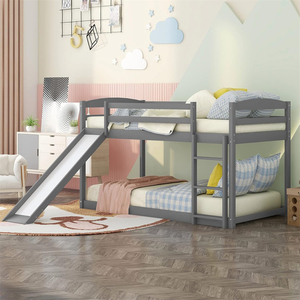 Cama de madera personalizable para niños, litera de madera maciza, litera barata con tobogán y escalera - Product Image 3