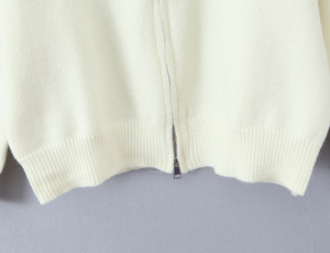 Suéter Cárdigan de Punto con <span class=keywords><strong>Cuello</strong></span> <span class=keywords><strong>Alto</strong></span>, Manga Larga, Color <span class=keywords><strong>Beige</strong></span>, Cierre de Cremallera, Estilo Casual para Mujer - Product Image 4