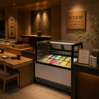 Vitrine Réfrigérée Commerciale pour Gelato 10/12 Bacs avec Vitrine en Verre et Refroidissement par Ventilation
