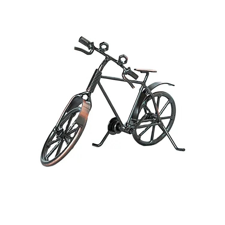 Artesanato de ferro metálico vintage, feito à mão mini modelo de bicicleta diecast, veículos de brinquedo para decoração de casa