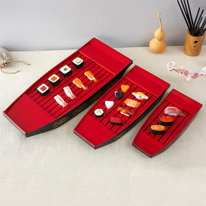Grand bateau à <span class=keywords><strong>sushi</strong></span> en bambou de forme personnalisée avec logo japonais, 80 cm, fabrication artisanale, équipement pour fêtes et restaurants, 5 bateaux à <span class=keywords><strong>sushi</strong></span> en plastique ABS - Product Image 2