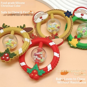 Food Grade Silicone Baby Rattle Teether <b>Ring</b> BPA Free Toddler <b>Kids</b> 0-1 Year Teething Chew Toy Infant Soothing Gift - Product Image 1