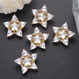 סגסוגת כוכב אבץ בצורת כפתור עם זכוכית נוצץ ברור 16 מ "מ 22 מ" מ ידידותי לסביבה יוקרה עבור בגד/אביזר קישוט - Product Image 1