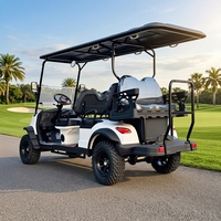Carrito de Golf Eléctrico Todoterreno Elevado de 6 Plazas con Suspensión MacPherson, Autonomía de 90 km, Batería de 100A, Capacidad para Subir Pendientes de 20-25 Grados