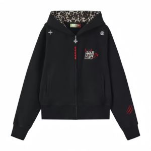 Sweat à capuche imprimé léopard Little Devil rétro américain pour <span class=keywords><strong>homme</strong></span>, <span class=keywords><strong>veste</strong></span> décontractée haut de gamme brodée pour le printemps/automne - Product Image 4