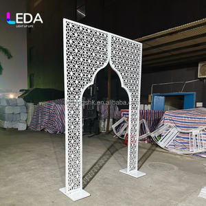 LEDA Decoración Personalizada para Salones de Banquetes de Bodas al Estilo Indio, Fondo de Acero Inoxidable Blanco para Decoración de Eventos - Product Image 1