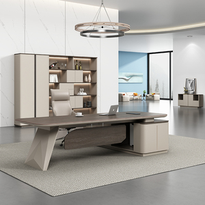 Escritorio de oficina ejecutivo moderno de nuevo diseño, muebles de escritorio de oficina, gerente de CEO para el hogar con estantería - Product Image 4