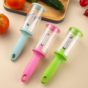 Sarımsak ve diğer meyve ve sebzeleri kesmek için konteyner ev ve mutfak malzemeleri ile 2-in-1 çok fonksiyonlu sebze soyucu - Product Image 6