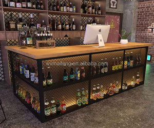 Commercial Furniture <strong>Bar</strong> Reception Desk Kitchen High <strong>Bar</strong> Cafe Coffee Restaurant Wood <strong>Bar</strong> <strong>Counter</strong> Table with Led Light - Product Image 3