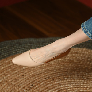 High Quality New Color Matching Small Square Head Heel French Flat Women Ladies Shoes - Product Image 4