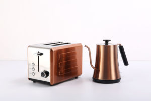 Ensemble petit-déjeuner OUSHENG, <span class=keywords><strong>grille</strong></span>-<span class=keywords><strong>pain</strong></span> électrique en acier inoxydable 2 tranches, minuterie mécanique, bouilloire électrique à col de cygne 1,0 litre, usage domestique - Product Image 4