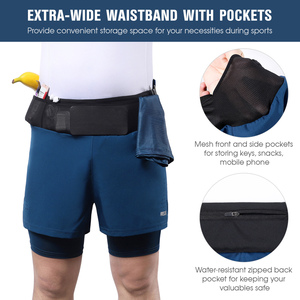 Pantalones cortos para correr 2 en 1 para hombre Pantalones cortos atléticos de cintura alta Pantalones cortos deportivos de entrenamiento - Product Image 3