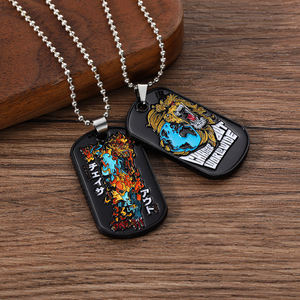 All'ingrosso medagliette per cani in lega di zinco smalto in metallo medaglietta per cani collana da <span class=keywords><strong>uomo</strong></span> Logo personalizzato lettera 3D oro argento nero collana per gli uomini - Product Image 6