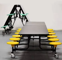 Unité de restauration rapide pliante moderne 10 places Table à manger scolaire Salle à manger Cafétéria Restaurant Meubles Hôtels Entrepôts Halls