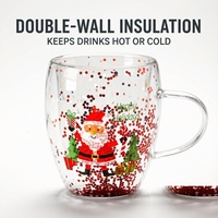 Mug en verre transparent à double paroi en forme d'œuf avec motif de dessin animé et poignée, idéal pour les cadeaux d'affaires et la décoration de table, pour boire SUNPRO