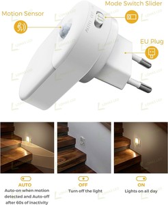 Lohas đèn ngủ cảm biến chuyển động bán chạy 3000K đèn ngủ LED cắm tường độ sáng 2 cấp màu trắng ấm cho phòng trẻ em - Product Image 5