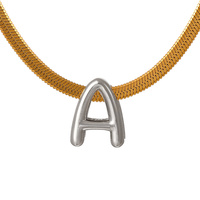 Collier Pendentif Lettre Initiale en Argent Plaqué Or en Acier Titane Étanche pour Femme, Chaîne Serpent, Vente Chaude