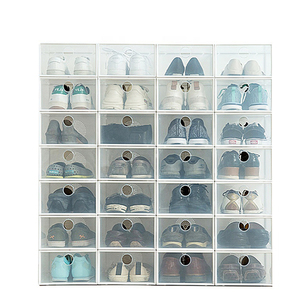 Folding Wholesale Drop Front Big Shoe Storage Plastic Box For Shoes