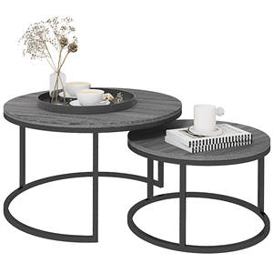 Durable Minimalist European Design <b>Oak</b> and Metal Coffee <b>Table</b> Set for Living Room Dining Solid Wood Furniture with Glass <b>Top</b> - Product Image 1