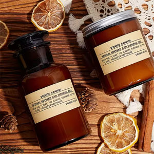 Bougie parfumée en cire de soja pour la décoration intérieure, en gros, avec étiquette privée de luxe, dans un bocal en verre ambré, parfum de fêtes, bougie parfumée unique - Product Image 2