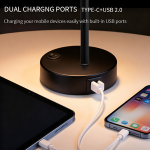 Modern Desk <b>Lamp</b> Touch Control E27 LED Flexible Neck Table <b>Lamp</b> For Study Reading Work Bedroom <b>Office</b> Use - Product Image 5
