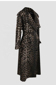 OUDINAロングコートトレンチコート女性用卸売りファッション冬XXLプラスサイズ膝上カジュアルヒョウ柄特大 - Product Image 2