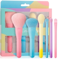 JLY Juego de 6 Brochas de Maquillaje Multicolor con Caja de Regalo, Pelo Sintético Suave, Herramientas Cosméticas Portátiles para Rostro y Ojos, Mini Set de Brochas de Maquillaje
