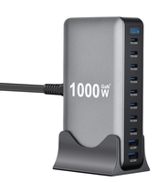 Station de charge de bureau multi-ports GaN 810W 880W 950W 1000W avec affichage numérique, support de charge rapide PD USB-C QC USB-A