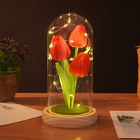 Regalos para el Día de la Madre, Flores Artificiales Eternas, Tulipán Preservado para Siempre en Cúpula de Cristal, Regalos para el Día de San Valentín 2026