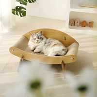 Lit pour chat en bois en forme de crabe, griffoir respirant en sisal avec support pour animaux de compagnie d'intérieur