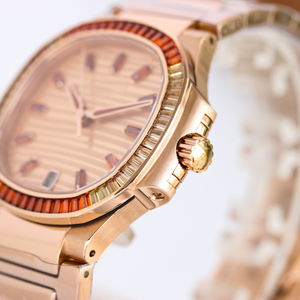 Montre haut de gamme personnalisée recommandée par le patron, avec lunette sertie de pierres précieuses, en acier inoxydable or rose, pour événements privés - Product Image 5