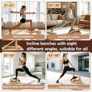 Tabla de estiramiento de madera, pedal inclinado para fitness en casa, tabla de estiramiento de madera para masaje de pies, tabla de ejercicios de yoga. - Product Image 2