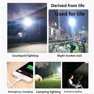 Projecteur LED rechargeable - Éclairage d'urgence domestique, alimentation de secours en cas de panne de courant, utilisation en extérieur, camping, chantier, portable - Product Image 4