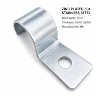 Collier de serrage en acier inoxydable 304 zingué à trou unique, largeur de bande 12 mm, épaisseur 1,5 mm, type J pour conduit