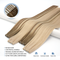 Extensions de cheveux naturels invisibles Juancheng Lanxun, prix d'usine, tissages Genius, cheveux humains vierges russes, couleur Balayage