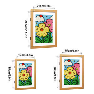 Cadre d'affichage <span class=keywords><strong>de</strong></span> <span class=keywords><strong>photo</strong></span> d'image d'ouverture magnétique d'aimant <span class=keywords><strong>en</strong></span> bois modifiable personnalisé pour des enfants pour montrer des dessins et des illustrations d'enfants - Product Image 6