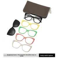 Lunettes de soleil polarisées 6-en-1 style œil de chat avec monture en TR90 et branches en acétate, verres magnétiques à clipser, protection UV400