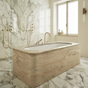 Baignoire autoportante de luxe en <span class=keywords><strong>marbre</strong></span> massif - Baignoire à remous en pierre naturelle artisanale pour salle de bain - Product Image 3