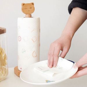 Cute Animal Wooden <b>Paper</b> Towel Holder Stand Beech Wood Tissue Roll Rack for <b>Kitchen</b> - Product Image 4