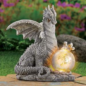 Estatua Solar decorativa para exteriores, figuritas de Dragon con bola de brillo, decoración de fantasía, jardín - Product Image 3