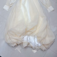 Robe longue bouffante à col en V profond et manches lanternes en maille décontractée de haute qualité OUDINA pour femmes