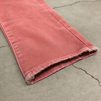 Pantalon en jean coupe ajustée pour homme, couleur personnalisée OEM ODM, coupe courbée, délavage effet moustaches, denim orange, jeans en denim