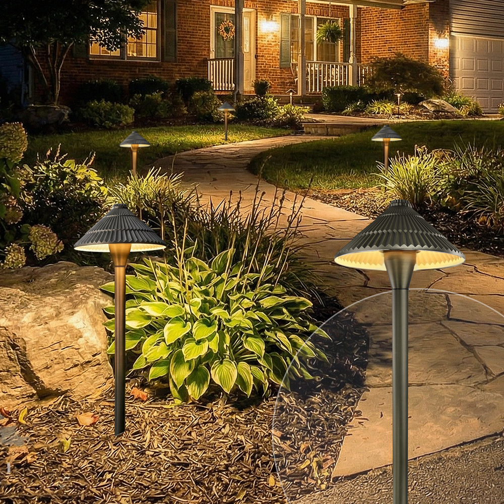 12V Brass Outdoor Low Voltage Landscape Path Light Walkway Area Lighting for Pathway Driveway Patio Yard Lawn