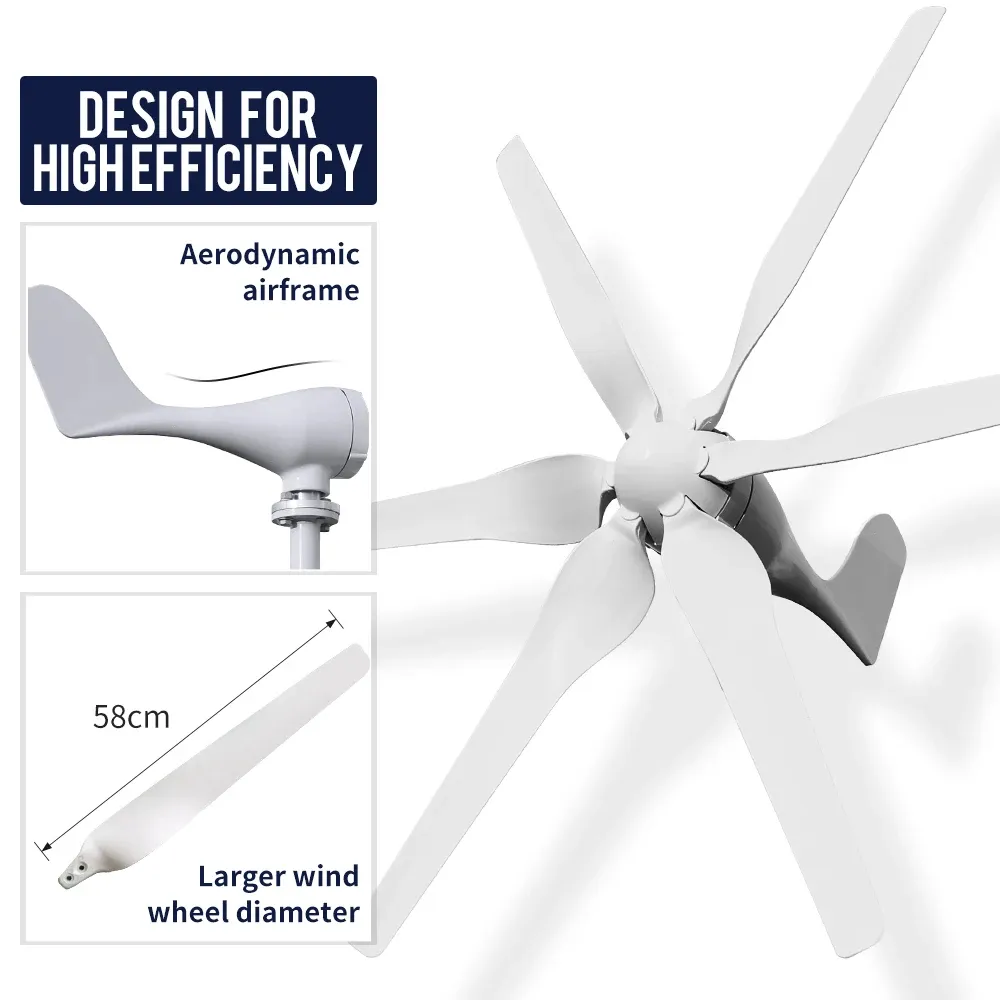 Gerador de turbina eólica horizontal, 1000w, 1kw, 12v, 24v, 48v, energia livre, dínamo magnético, potência forte, 220v, saída inversora para uso doméstico